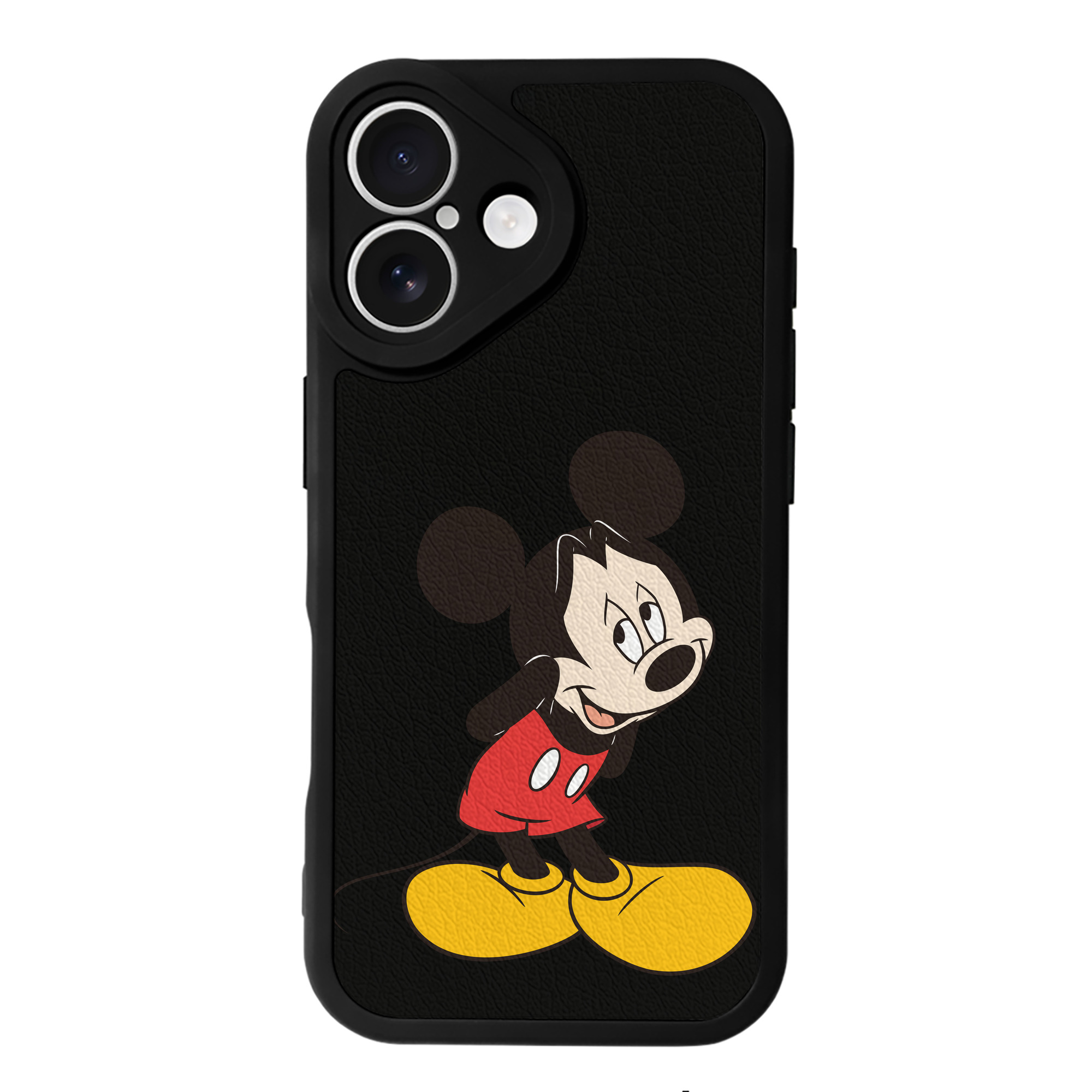 （画像用） ミッキーマウス Mickey Mouse 【iPhone 16シリーズ対応】シリコンスマホケース（レザー調） 材質：シリコン